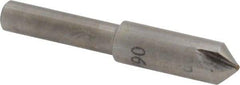 Interstate - 1/4" Head Diam, 3/16" Shank Diam, 3 Flute 90° High Speed Steel Countersink - Bright Finish, 2" OAL, Single End, Straight Shank, Right Hand Cut - Eagle Tool & Supply