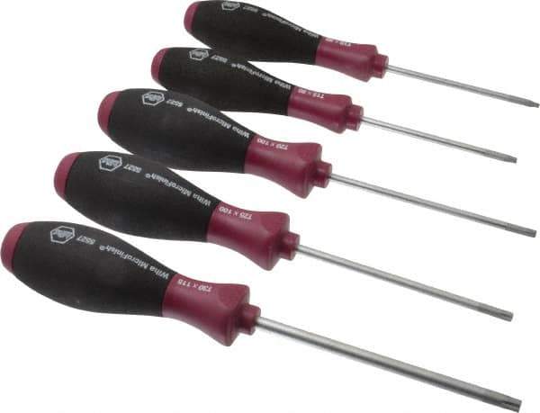 Wiha - 5 Piece Torx Screwdriver Set - Bit Sizes: Torx T10, T15, T20, T25 & T30 - Eagle Tool & Supply