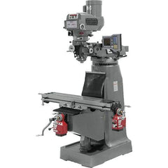 Jet - 9" Table Width x 49" Table Length, Variable Speed Pulley Control, 3 Phase Knee Milling Machine - R8 Spindle Taper, 3 hp - Eagle Tool & Supply