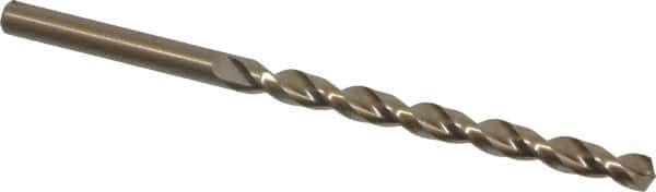 Cleveland - 3/16" 135° Cobalt Jobber Drill - Oxide/Gold Finish, Right Hand Cut, Parabolic Flute, Straight Shank, 3-1/2" OAL, Split Point - Eagle Tool & Supply