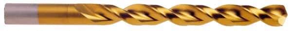 Chicago-Latrobe - Letter H 135° High Speed Steel Jobber Drill - TiN Finish, Right Hand Cut, Parabolic Flute, Straight Shank, 4-1/8" OAL, Split Point - Eagle Tool & Supply