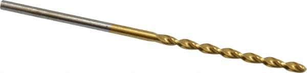 Cleveland - #51 135° Cobalt Jobber Drill - TiN Finish, Right Hand Cut, Parabolic Flute, Straight Shank, 2" OAL, Split Point - Eagle Tool & Supply