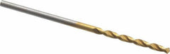 Cleveland - 1.5mm 135° Cobalt Jobber Drill - TiN Finish, Right Hand Cut, Parabolic Flute, Straight Shank, 1.575" OAL, Split Point - Eagle Tool & Supply