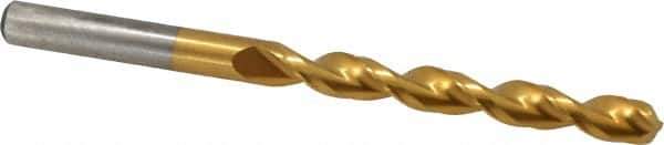 Cleveland - 8.6mm 135° Cobalt Jobber Drill - TiN Finish, Right Hand Cut, Parabolic Flute, Straight Shank, 4.921" OAL, Split Point - Eagle Tool & Supply