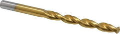 Cleveland - 9mm 135° Cobalt Jobber Drill - TiN Finish, Right Hand Cut, Parabolic Flute, Straight Shank, 4.921" OAL, Split Point - Eagle Tool & Supply