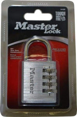 Master Lock - 1-9/16" Body Width, 7/8" Shackle Clearance, Aluminum Chrome Plated Combination Lock - 1/4" Shackle Diam, 1" Shackle Width - Eagle Tool & Supply