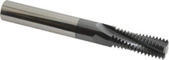 Scientific Cutting Tools - 3/4-12 UN, 0.495" Cutting Diam, 4 Flute, Solid Carbide Helical Flute Thread Mill - Internal Thread, 1.283" LOC, 4" OAL, 1/2" Shank Diam - Eagle Tool & Supply