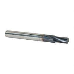 Accupro - 1/8-27 NPT, 0.3" Cutting Diam, 4 Flute, Solid Carbide Helical Flute Thread Mill - Internal Thread, 0.592" LOC, 3" OAL, 5/16" Shank Diam - Eagle Tool & Supply
