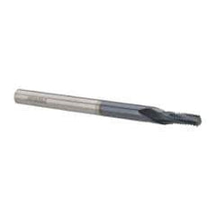 Accupro - M5x0.80 Metric Coarse, 0.145" Cutting Diam, 3 Flute, Solid Carbide Helical Flute Thread Mill - Internal Thread, 5/16" LOC, 2-1/2" OAL, 3/16" Shank Diam - Eagle Tool & Supply