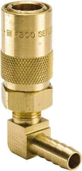 Parker - Nonthreaded Brass Hydraulic Hose Hose Barb Coupler & 90° Fitting - 200 psi, 12 GPM, 3/4" Hose Diam, Series Moldmate - Eagle Tool & Supply