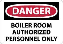 NMC - "Danger - Boiler Room - Authorized Personnel Only", 10" Long x 14" Wide, Aluminum Safety Sign - Rectangle, 0.04" Thick, Use for Security & Admittance - Eagle Tool & Supply