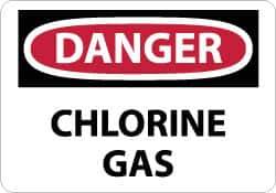 NMC - "Danger - Chlorine Gas", 10" Long x 14" Wide, Aluminum Safety Sign - Rectangle, 0.04" Thick, Use for Hazardous Materials - Eagle Tool & Supply