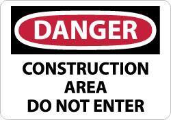 NMC - "Danger - Construction Area - Do Not Enter", 10" Long x 14" Wide, Aluminum Safety Sign - Rectangle, 0.04" Thick, Use for Security & Admittance - Eagle Tool & Supply