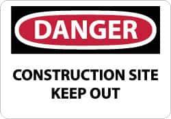 NMC - "Danger - Construction Site - Keep Out", 10" Long x 14" Wide, Aluminum Safety Sign - Rectangle, 0.04" Thick, Use for Security & Admittance - Eagle Tool & Supply
