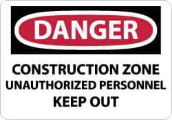 NMC - "Danger - Construction Site - Unauthorized Persons - Keep Out", 10" Long x 14" Wide, Aluminum Safety Sign - Rectangle, 0.04" Thick, Use for Security & Admittance - Eagle Tool & Supply