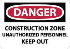 NMC - "Danger - Construction Site - Unauthorized Persons - Keep Out", 10" Long x 14" Wide, Aluminum Safety Sign - Rectangle, 0.04" Thick, Use for Security & Admittance - Eagle Tool & Supply