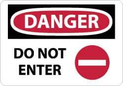 NMC - "Danger - Do Not Enter", 10" Long x 14" Wide, Aluminum Safety Sign - Rectangle, 0.04" Thick, Use for Security & Admittance - Eagle Tool & Supply
