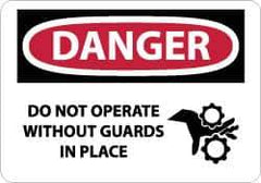 NMC - "Danger - Do Not Operate without Guards in Place", 10" Long x 14" Wide, Aluminum Safety Sign - Rectangle, 0.04" Thick, Use for Accident Prevention - Eagle Tool & Supply