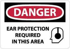 NMC - "Danger - Ear Protection Required in This Area", 10" Long x 14" Wide, Aluminum Safety Sign - Rectangle, 0.04" Thick, Use for Accident Prevention - Eagle Tool & Supply