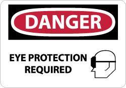 NMC - "Danger - Eye Protection Required", 10" Long x 14" Wide, Aluminum Safety Sign - Rectangle, 0.04" Thick, Use for Accident Prevention - Eagle Tool & Supply