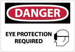 NMC - "Danger - Eye Protection Required", 10" Long x 14" Wide, Aluminum Safety Sign - Rectangle, 0.04" Thick, Use for Accident Prevention - Eagle Tool & Supply