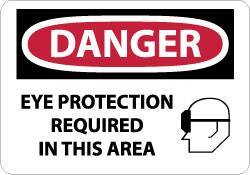 NMC - "Danger - Eye Protection Required in This Area", 10" Long x 14" Wide, Aluminum Safety Sign - Rectangle, 0.04" Thick, Use for Accident Prevention - Eagle Tool & Supply
