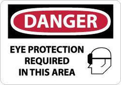 NMC - "Danger - Eye Protection Required in This Area", 10" Long x 14" Wide, Aluminum Safety Sign - Rectangle, 0.04" Thick, Use for Accident Prevention - Eagle Tool & Supply