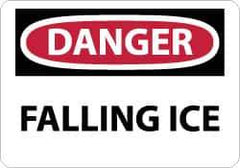 NMC - "Danger - Falling Ice", 10" Long x 14" Wide, Aluminum Safety Sign - Rectangle, 0.04" Thick, Use for Accident Prevention - Eagle Tool & Supply