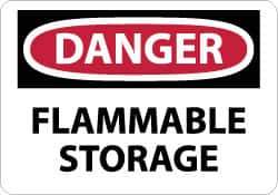 NMC - "Danger - Flammable Storage", 10" Long x 14" Wide, Aluminum Safety Sign - Rectangle, 0.04" Thick, Use for Hazardous Materials - Eagle Tool & Supply