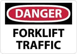 NMC - "Danger - Forklift Traffic", 10" Long x 14" Wide, Aluminum Safety Sign - Rectangle, 0.04" Thick, Use for Accident Prevention - Eagle Tool & Supply