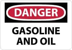 NMC - "Danger - Gasoline and Oil", 10" Long x 14" Wide, Aluminum Safety Sign - Rectangle, 0.04" Thick, Use for Hazardous Materials - Eagle Tool & Supply