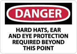 NMC - "Danger - Hard Hats, Ear and Eye Protection Required Beyond This Point", 10" Long x 14" Wide, Aluminum Safety Sign - Rectangle, 0.04" Thick, Use for Accident Prevention - Eagle Tool & Supply