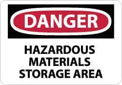 NMC - "Danger - Hazardous Materials Storage Area", 10" Long x 14" Wide, Aluminum Safety Sign - Rectangle, 0.04" Thick, Use for Security & Admittance - Eagle Tool & Supply