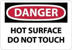 NMC - "Danger - Hot Surface - Do Not Touch", 10" Long x 14" Wide, Aluminum Safety Sign - Rectangle, 0.04" Thick, Use for Accident Prevention - Eagle Tool & Supply