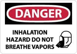 NMC - "Danger - Inhalation Hazard - Do Not Breathe Vapors", 10" Long x 14" Wide, Aluminum Safety Sign - Rectangle, 0.04" Thick, Use for Accident Prevention - Eagle Tool & Supply