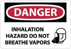 NMC - "Danger - Inhalation Hazard - Do Not Breathe Vapors", 10" Long x 14" Wide, Pressure-Sensitive Vinyl Safety Sign - Rectangle, 0.004" Thick, Use for Accident Prevention - Eagle Tool & Supply
