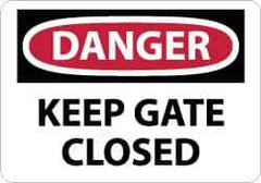 NMC - "Danger - Keep Gate Closed", 10" Long x 14" Wide, Aluminum Safety Sign - Rectangle, 0.04" Thick, Use for Accident Prevention - Eagle Tool & Supply