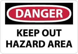 NMC - "Danger - Keep Out - Hazard Area", 20" Long x 28" Wide, Rigid Plastic Safety Sign - Rectangle, 0.05" Thick, Use for Accident Prevention - Eagle Tool & Supply
