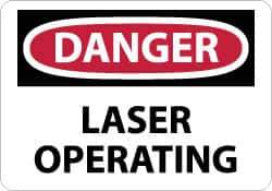 NMC - "Danger - Laser Operating", 10" Long x 14" Wide, Aluminum Safety Sign - Rectangle, 0.04" Thick, Use for Accident Prevention - Eagle Tool & Supply