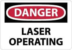 NMC - "Danger - Laser Operating", 10" Long x 14" Wide, Aluminum Safety Sign - Rectangle, 0.04" Thick, Use for Accident Prevention - Eagle Tool & Supply