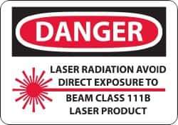 NMC - "Danger - Laser Radiation - Avoid Direct Exposure to Beam - Class 111b Laser Product", 10" Long x 14" Wide, Aluminum Safety Sign - Rectangle, 0.04" Thick, Use for Accident Prevention - Eagle Tool & Supply