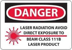 NMC - "Danger - Laser Radiation - Avoid Direct Exposure to Beam - Class 111b Laser Product", 10" Long x 14" Wide, Aluminum Safety Sign - Rectangle, 0.04" Thick, Use for Accident Prevention - Eagle Tool & Supply