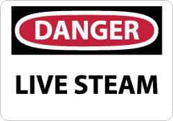 NMC - "Danger - Live Steam", 10" Long x 14" Wide, Rigid Plastic Safety Sign - Rectangle, 0.05" Thick, Use for Accident Prevention - Eagle Tool & Supply