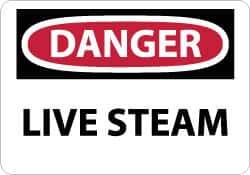 NMC - "Danger - Live Steam", 10" Long x 14" Wide, Aluminum Safety Sign - Rectangle, 0.04" Thick, Use for Accident Prevention - Eagle Tool & Supply