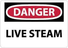 NMC - "Danger - Live Steam", 10" Long x 14" Wide, Aluminum Safety Sign - Rectangle, 0.04" Thick, Use for Accident Prevention - Eagle Tool & Supply
