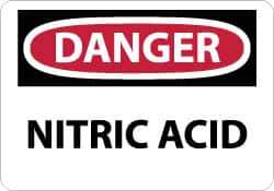 NMC - "Danger - Nitric Acid", 10" Long x 14" Wide, Pressure-Sensitive Vinyl Safety Sign - Rectangle, 0.004" Thick, Use for Hazardous Materials - Eagle Tool & Supply