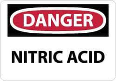 NMC - "Danger - Nitric Acid", 10" Long x 14" Wide, Pressure-Sensitive Vinyl Safety Sign - Rectangle, 0.004" Thick, Use for Hazardous Materials - Eagle Tool & Supply