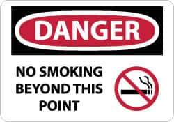 NMC - "Danger - No Smoking Beyond This Point", 10" Long x 14" Wide, Rigid Plastic Safety Sign - Rectangle, 0.05" Thick, Use for Accident Prevention - Eagle Tool & Supply