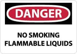 NMC - "Danger - No Smoking - Flammable Liquids", 10" Long x 14" Wide, Aluminum Safety Sign - Rectangle, 0.04" Thick, Use for Accident Prevention - Eagle Tool & Supply