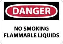 NMC - "Danger - No Smoking - Flammable Liquids", 10" Long x 14" Wide, Pressure-Sensitive Vinyl Safety Sign - Rectangle, 0.004" Thick, Use for Accident Prevention - Eagle Tool & Supply